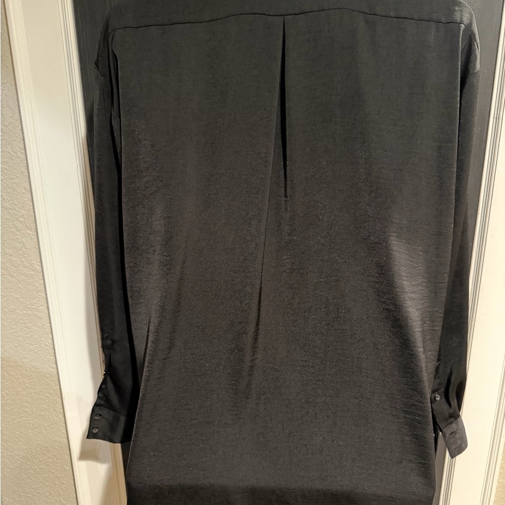 Classic Black Oversized Button-Down Blouse - image 2